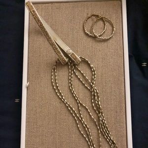 Noonday Collection Artillery necklace, earrings, and necklace extender